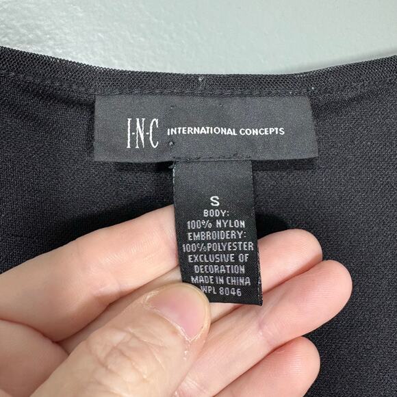 INC Women's Black & White Boho Chic Embroidered Front Top - Size Small - Hippie - Picture 5 of 6